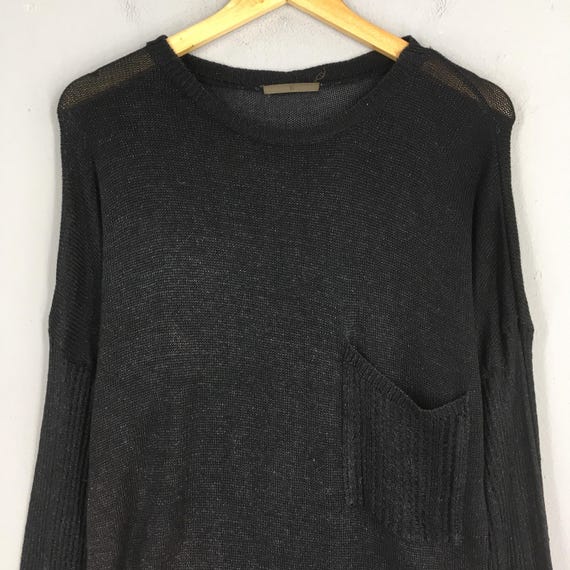 Vintage 90's Ys Yohji Yamamoto Black Knit Pocket Rayon Knitwear