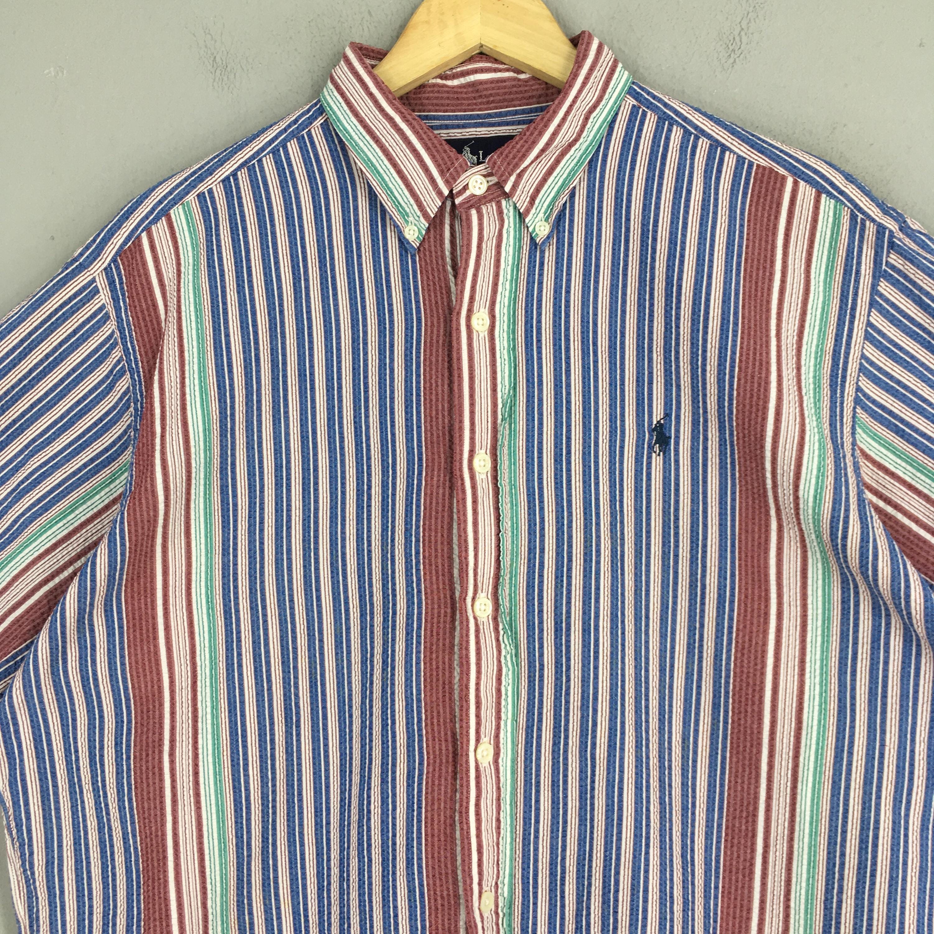 Vintage 90s Ralph Lauren Vertical Striped Shirt Large Polo Ralph