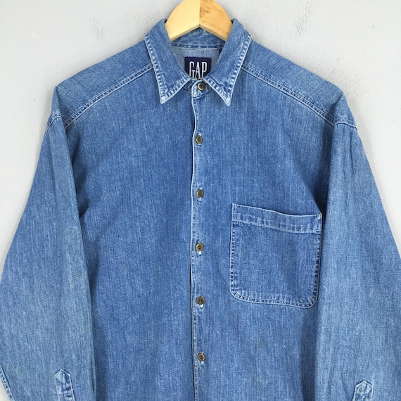 gap denim dress shirt Denim Fitted Crop Shirt