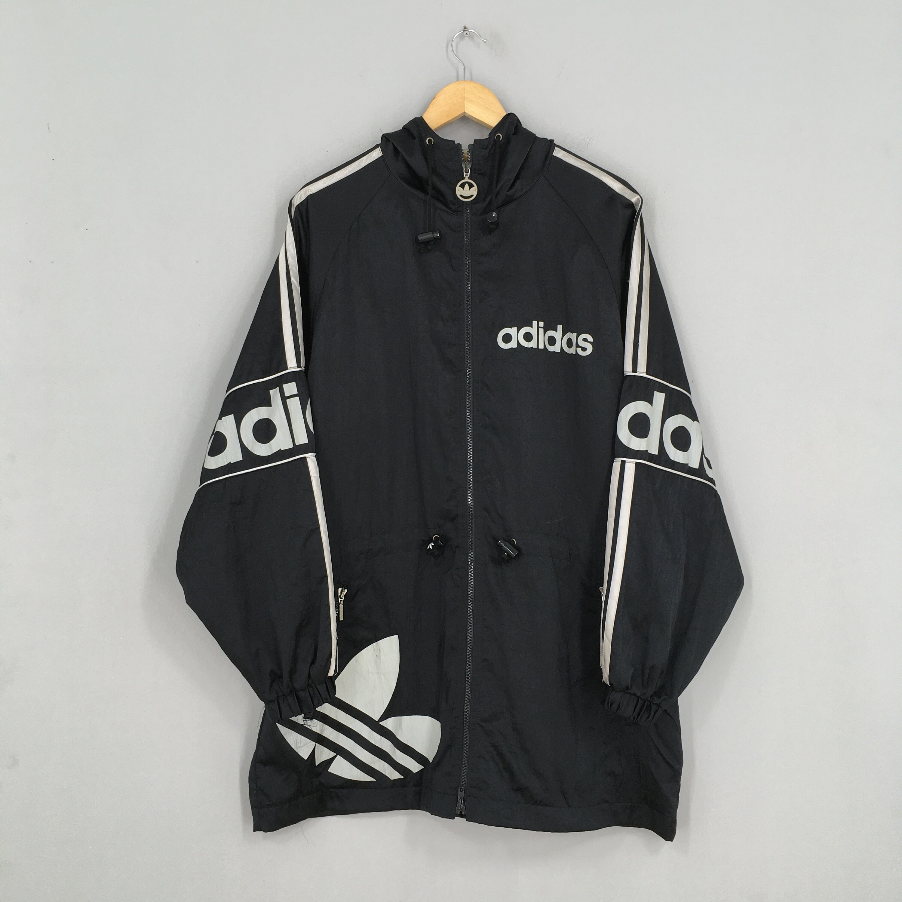 Vintage Adidas Trefoil Hoodie Jacket Windbreaker Large Adidas | Etsy