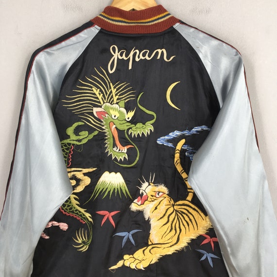 【希少】 東洋エンタープライズ Sukajan 虎刺繍 reversible Lot No. TT15173-125 / Early 1950s Style Acetate Souvenir