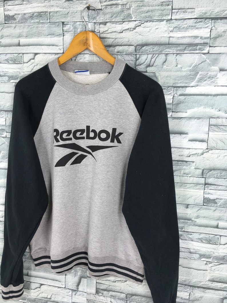 Vintage 90/'s Reebok Sportswear Pullover Sweatshirt Gray Large Reebok Streetwear Jumper Reebok Jumper Crewneck Size L