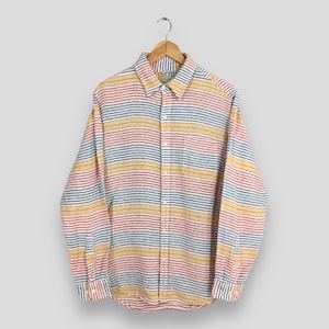 Vintage LL Bean Multicolor Horizontal Striped Linen Shirt Large LL Bean Outdoor Casual Flannel LL Bean Button Down Oxfords Work Shirt Size L