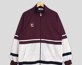 Vintage 90's Fila Sports Burgundy Windbreaker Jacket Large Fila Sportswear Fila Italia Perugia Fila Light Zipper Track Top Jacket Size L
