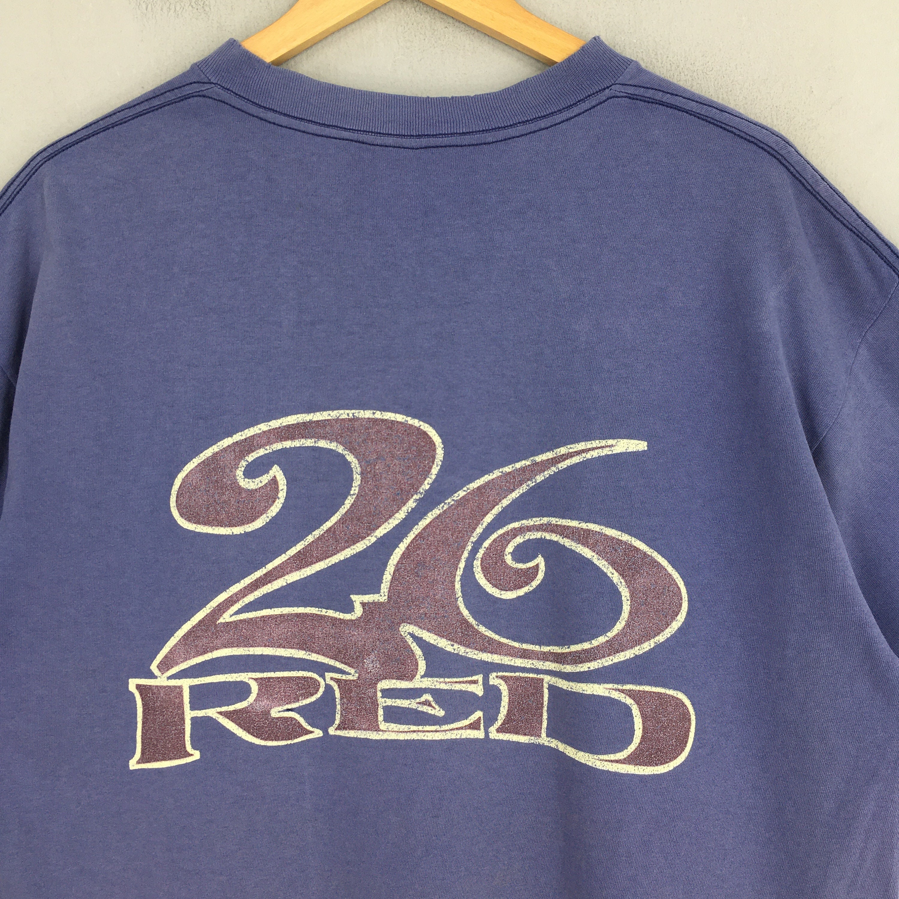 Vintage 26 Red Skater Distressed T Shirt Large 90s 26 Red Vintage 26 Red Skater Distressed T Shirt Large 90s 26 Red