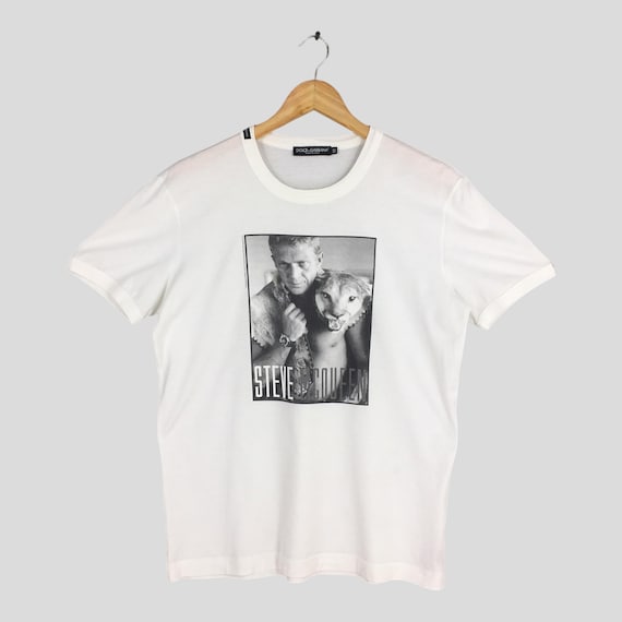 Dolce & Gabbana, Vintage Dolce & Gabbana Steve McQueen White T shirt Medium Bruce Weber Photography Art Photo Tee Printed Shirt Gabbana Italian Designer M