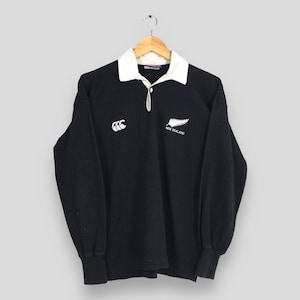 90s Canterbury ニュージーランドオールブラックス ラガーシャツ M Vintage 90's Canterbury of New Zealand Black Polo Rugby