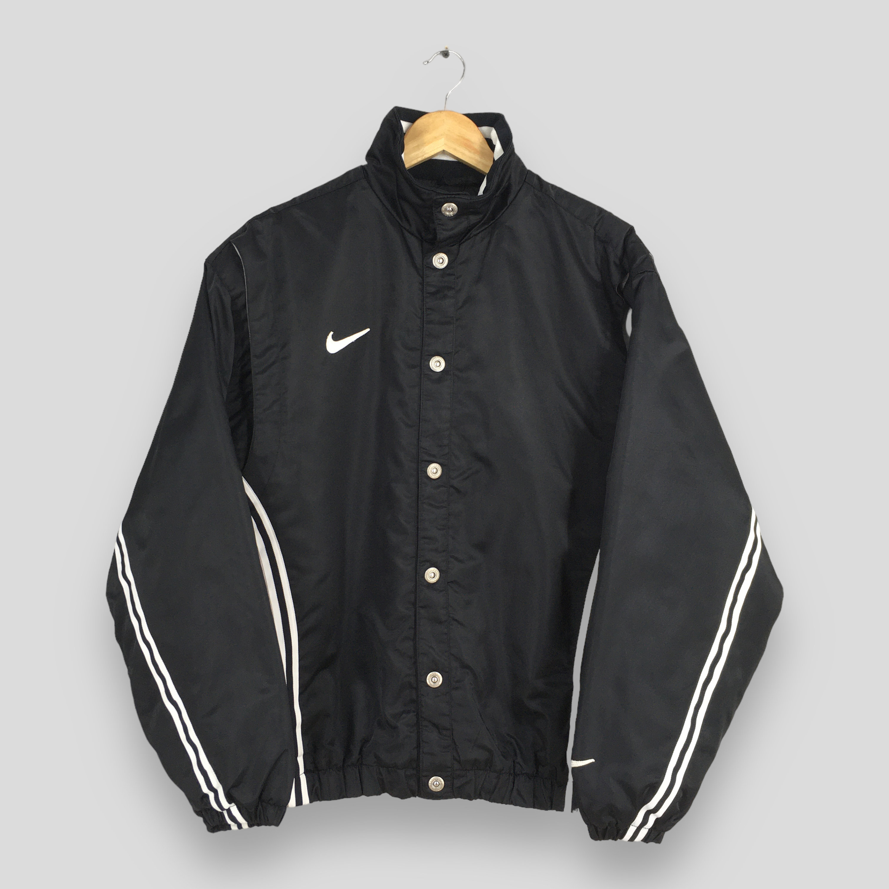 Vintage 90's Nike Swoosh Black Puffer Jacket XLarge Nike Swoosh Embroidered Jacket Sportswear Nike Warmer Button Coach Jacket Oversized XL