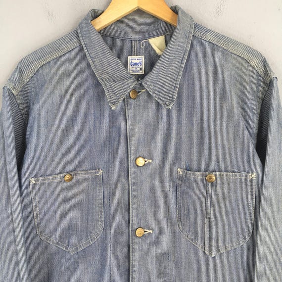 90s　SUGAR CANE　Railroad Jacket　ヒッコリー　ワーク Vintage 90s Sugar Cane Hickory Stripes Chore Jacket Large Sugar