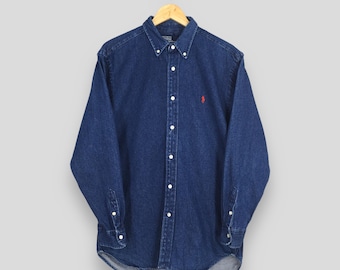 トップス 90s Polo Ralph Lauren BLAIRE BD Denim XL Ralph Lauren Blaire Denim Shirt - Blue - XL – Headlock
