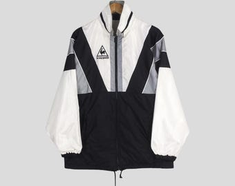 Vintage 90s Le Coq Sportif Windbreaker Jacket Large Le Coq Sportif France Multicolor Le Coq Sport Zipper Track Top Casual Wear Hoodie Size L