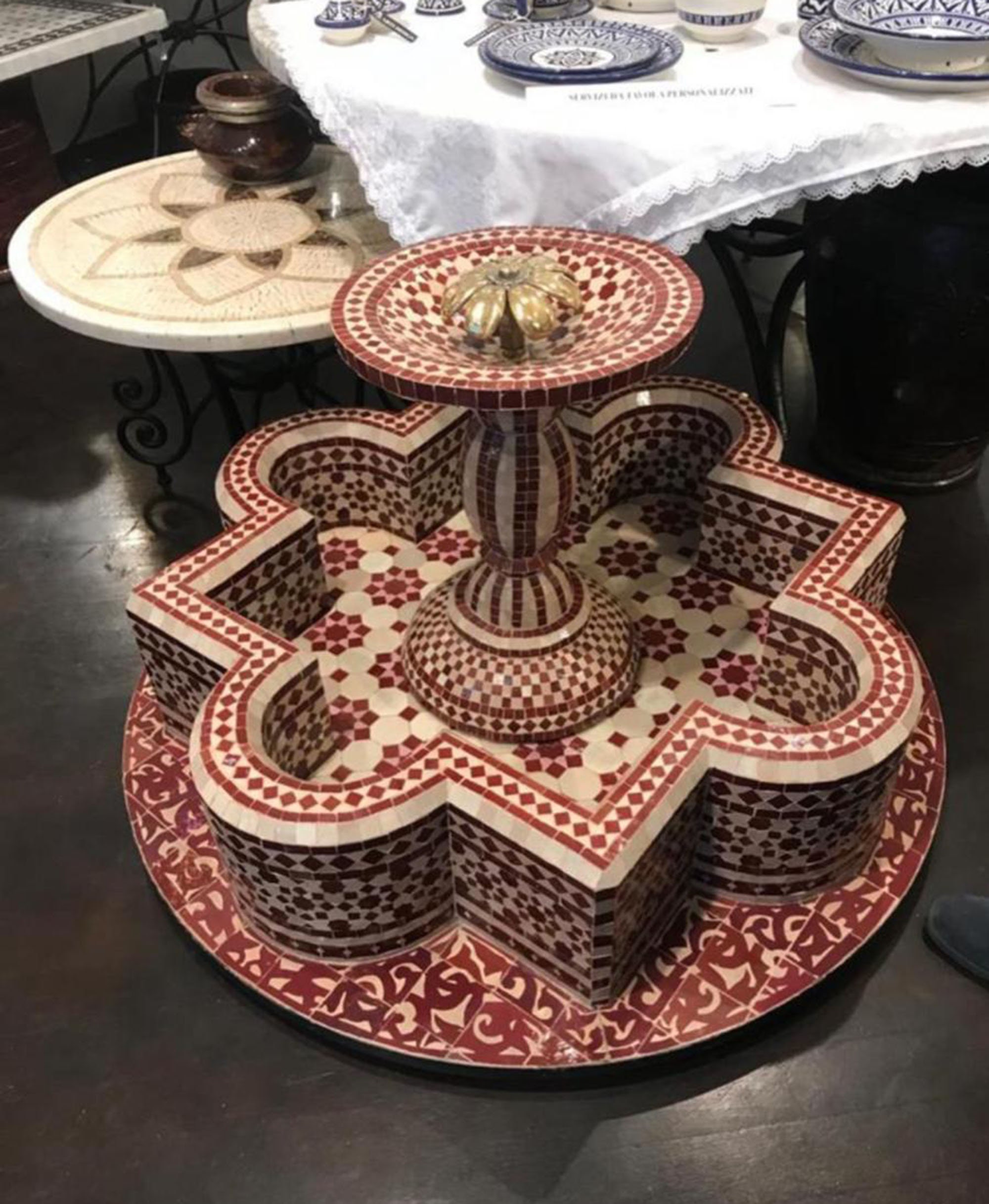 Moroccan Round Mosaic Fountain Moroccan Mosaic Fountain Etsy