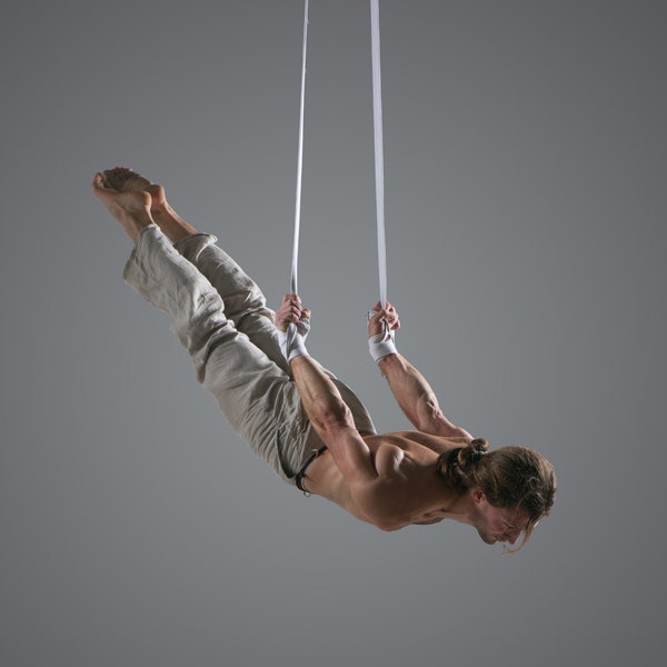 Heavy duty men's aerial straps in black, white, red cotton, male aerialist performers available 2, 2.5m, 3m, customized