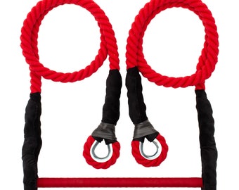 Professional Red Aerial Trapeze Set with Carabiners, Static Circus Equipment for Aerial Yoga, Acrobatics and Performance Training