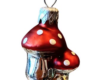 Böhmische Glaspilze Christbaumkugel: Handbemaltes Paar