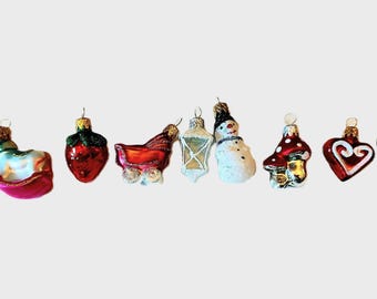 Enfeites de Natal de vidro tcheco: decorações de árvore pintadas à mão