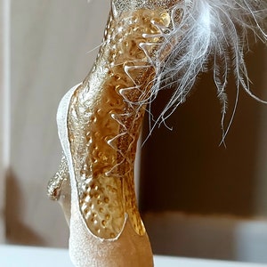 Vintage République tchèque, décoration de sapin de Noël peinte à la main en verre soufflé - Boot Gold