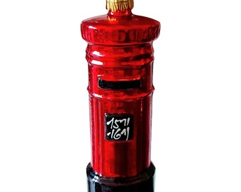 Czech Republic, Glass Blown, Hand Painted Christmas Tree Ornament - Post Box