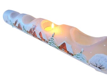 Porta-velas de vidro pintado à mão em estilo tcheco para enfeites de Natal