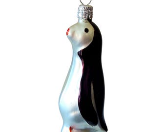 República Tcheca, vidro soprado, enfeite de árvore de Natal pintado à mão - Pinguim