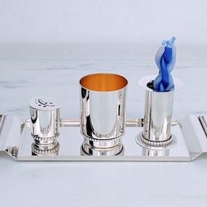 Silver Havdalah Set | 4 Piece Set | Judaica Set | Silver Kiddush Cup | Havdalah Candle | Jewish Tableware Set | Anniversary Gift