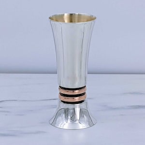 Silver Kiddush Cup, Wine Goblet, Silver and Copper, Silver Wine Cup, Judaica, Chalice, Shabbat gift, Ceremony Cup, Israeli Art, Wedding gift