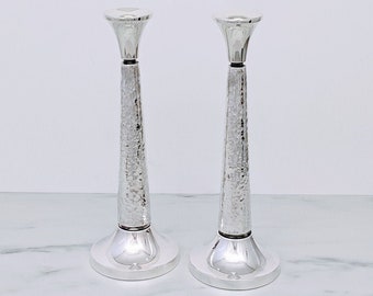 Silver Candlestick, Silver Judaica, Candlestick Holder, Bat Mitzvah Gift, Made in Israel, Shabbat Candlestick, Religious Gifts, Israeli Art