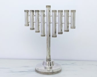 Silver Hanukkah Menorah, Eight Branches Menorah, Chanukkah Gift, Traditional Judaica, Jewish Holiday Gift, Home Decor, Chanukkah Lamp