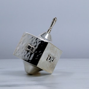 Large silver Hanukkah Driedel, Spinning top, Hanukkah gift, Silver Judaica, Chanukah game, Jewish Holiday gift, Handmade Dreidel, Israel art