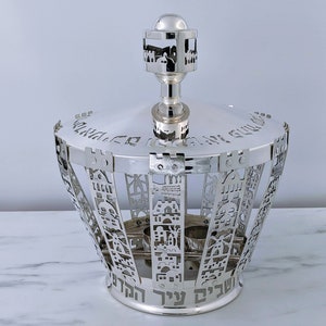 Silver Torah Crown, Torah Scroll Crown, Jerusalem, Sefer Torah, Synagogue Contribution, Torah Ornament, Shul gift, Handmade In Jerusalem