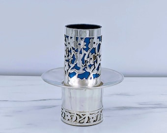 Sterling silver Mayim Achronim vessel, Wash Cup and Matching Bowl, Handmade silver Judaica, Birkat Hamazon hand washing, Made in Jerusalem