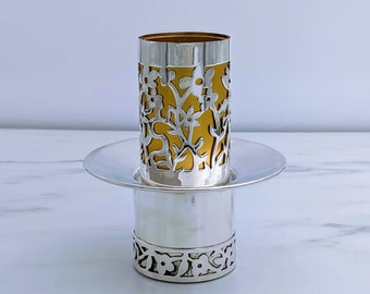 Sterling silver Mayim Achronim vessel, Wash Cup and Matching Bowl, Handmade silver Judaica, Birkat Hamazon hand washing, Made in Jerusalem