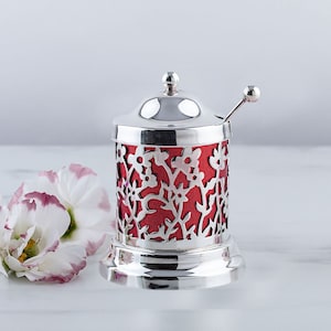 Honing Pot, Rosh Hashanah gift, Made in Israel, Zilveren honingschotel, Joods Kerstcadeau, Joods Nieuwjaarsgeschenk, Joodse Kunst, Joods Huis Cadeau