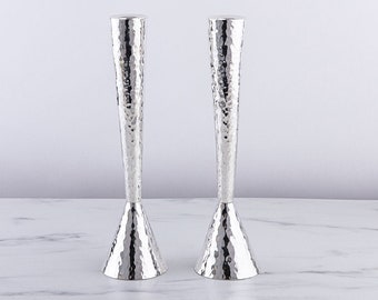 Shabbat candlesticks, Silver Candle Holder, The original hammered silver cones candlestick, Shabbat Gift, Silver Judaica, Made in Israel