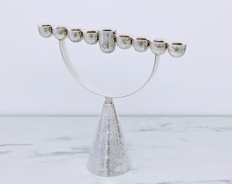 Hanukkah Menorah, Silver Menorah, Judaica Art, Modern Menorah, Jewish Hanukkah, Traditional Judaica, Jewish Holiday Gift, Home Decor