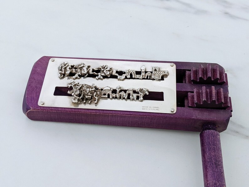 Noisemaker for Purim, Purim Gift, Wooden Grogger, Silver Wood Rattle