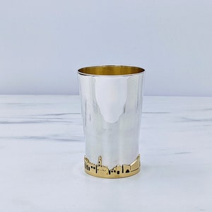 Kiddush Cup, Wine Goblet, Wine Cup, Jewish Wedding Gift, Jerusalem of Gold, Religious Gift, Silver Goblet, Judaica, Ceremony Cup, Shabbat image 3