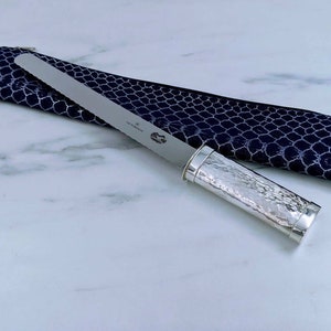 Challah knife, Silver handle knife, Shabbat tableware, Silver bread knife, Large Victorinox blade, Large silver knife, Shabbat gift, Judaica