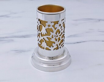 Havdala Set, Silver Judaica Set, Silver Floral Design