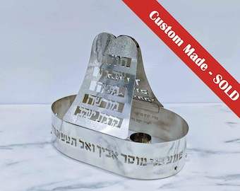 Custom made Torah crown, Sterling silver Torah ornament, Handmade silver crown, Hebrew lettering, Hand cutout elements, Keter Torah