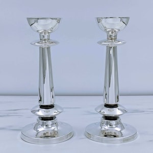 Silver candlesticks, Shabbat candles, candlesticks, Pair of contemporary silver candle holders, Sabbath candle lighting, personalized gift