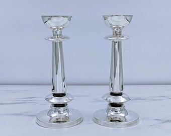 Silver candlesticks, Shabbat candles, candlesticks, Pair of contemporary silver candle holders, Sabbath candle lighting, personalized gift