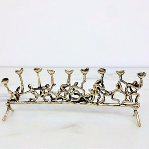 Menorah, Hanukkah Gift, Brass Vintage Menorah, Judaica Collectors piece, Jewish Holiday Gift, Jewish Art, Hanukkah Menorah, Chanukah Gift image 5