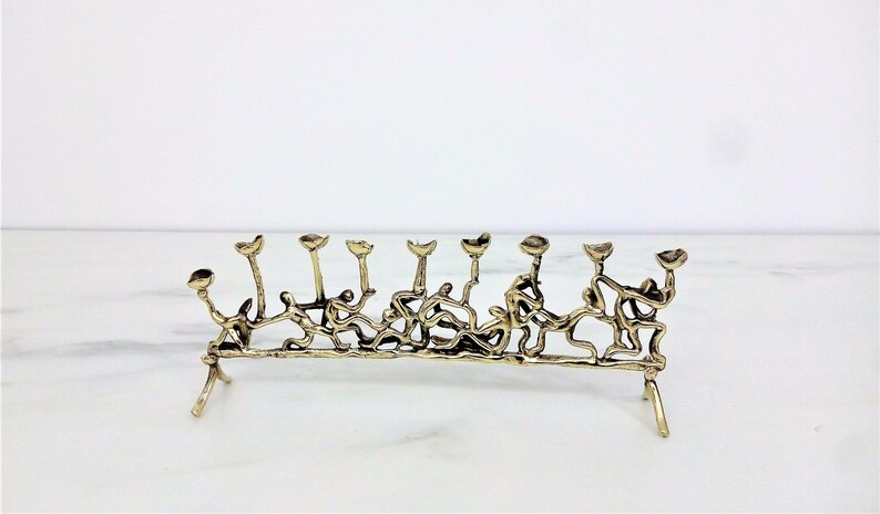 Menorah, Hanukkah Gift, Brass Vintage Menorah, Judaica Collectors piece, Jewish Holiday Gift, Jewish Art, Hanukkah Menorah, Chanukah Gift image 5