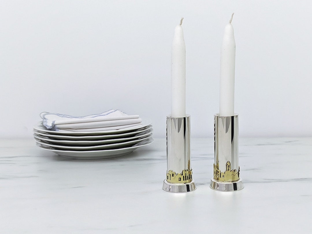 Silberner Shabbat Kerzenhalter Mit Gravur - Hochwertiges Judaica Geschenk