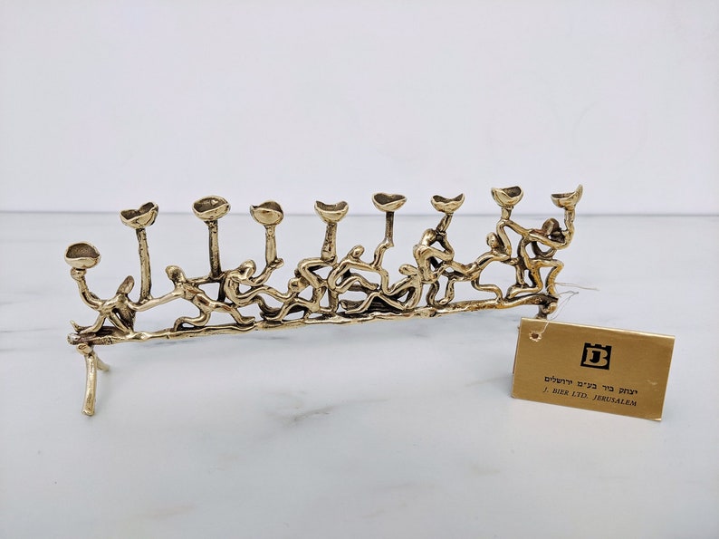 Menorah, Hanukkah Gift, Brass Vintage Menorah, Judaica Collectors piece, Jewish Holiday Gift, Jewish Art, Hanukkah Menorah, Chanukah Gift image 6