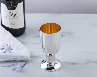 Kiddush Cup, Silver Wine Cup, Goblet, Judaica, Chalice, Shabbat, Religious Gift, Ceremony Cup, Wine Goblet, Israeli Art,Gift for Newborn Boy