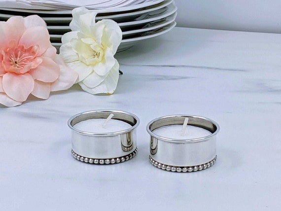 Sterling Silver Candleholders Tealight Candle Silver Beaded
