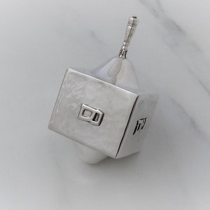 Spinning Top, Dreidel, Hanukkah Gift, Hanukkah Dreidel, Silver Judaica, Hanukkah Game, Jewish Holiday Gift, Handmade Dreidel, Israeli Art image 2