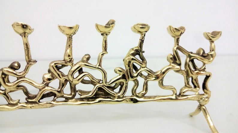 Menorah, Hanukkah Gift, Brass Vintage Menorah, Judaica Collectors piece, Jewish Holiday Gift, Jewish Art, Hanukkah Menorah, Chanukah Gift image 3